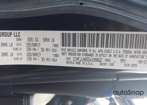 2014 Jeep Cherokee Sport z USA, uszkodzony, nr VIN 1C4PJLAB5EW199662